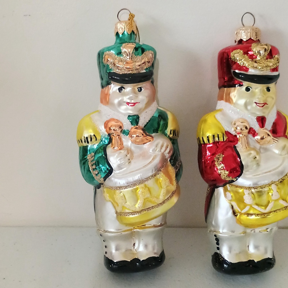 Vintage Set Of Polish Poland Blown Glass Christmas Ornaments Drummer Boys - Picture 2 of 10